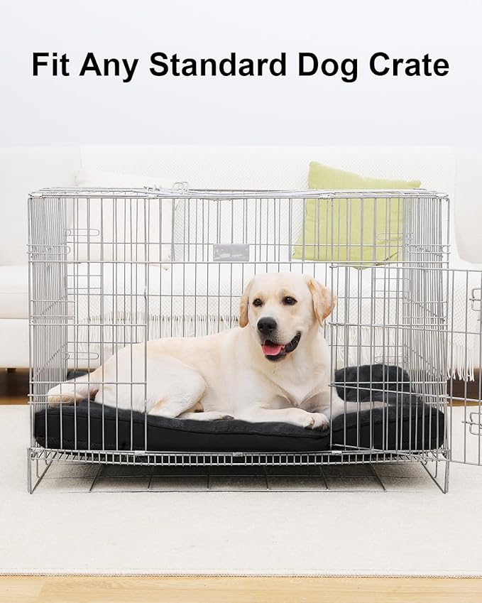 Dog Crate Bed for Large Size Dogs,Washable Dog Kennel Pad Ultra Soft Pet Sleeping Mat for Cages,Anti-Slip Bottom,35x22 inch,Black