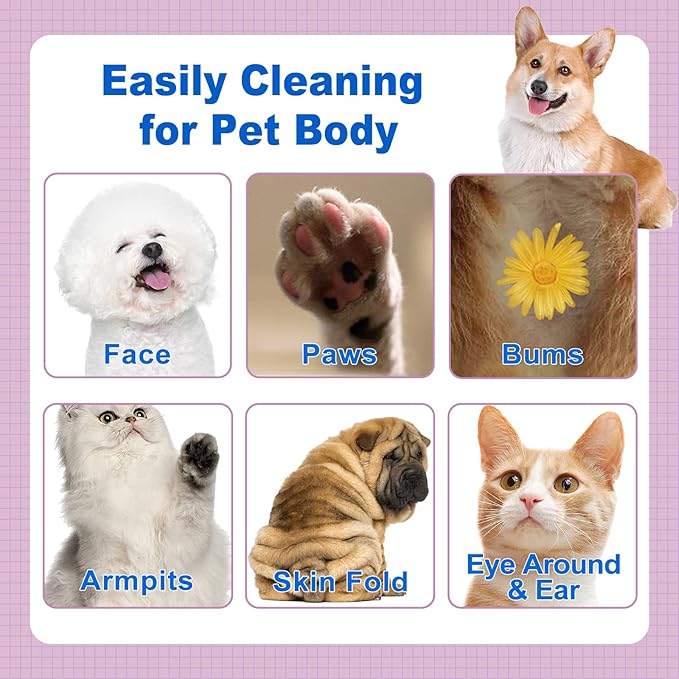 DR.EASY Lavender 200ct Scent Pet Wipes for Dogs and Cats,Ears, Face, Butt, Body and Eye –Convenient, Nature,Home or Travel,Best Pet Supplies
