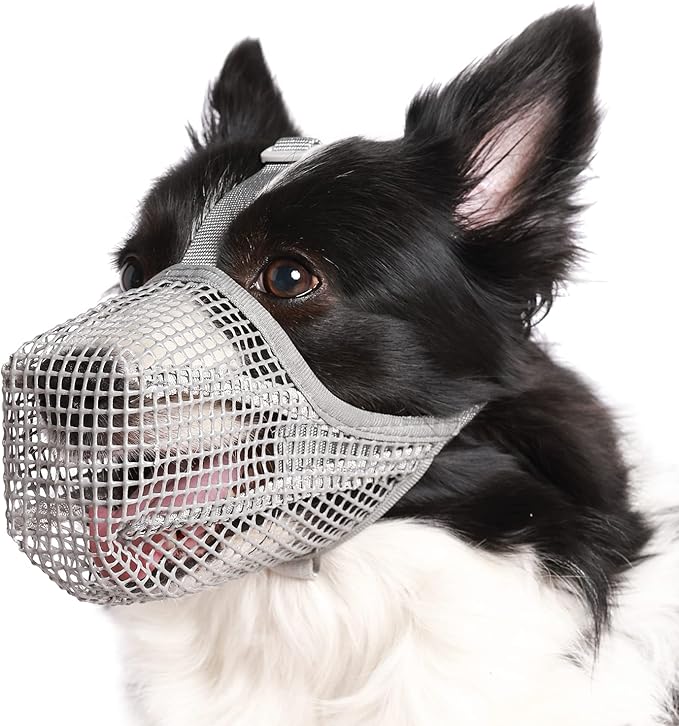 Crazy Felix Dog Muzzle, Soft Mesh Muzzle for Small Medium Large Dogs Labrador German Shepherd, Breathable Adjustable Muzzles for Biting, Chewing, and Scavenging, Allows Panting and Drinking(Grey, XS)
