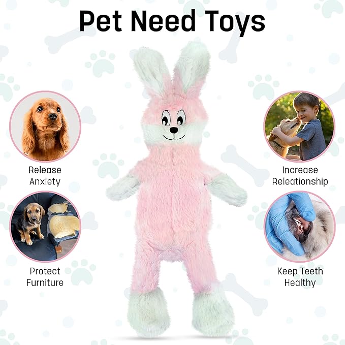 FGA MARKETPLACE Frog Rabbit and Fox Flat NO Stuffing NO Squeak Plush Dog Toy, Funny Style Will Entertain Your Dog for Hours, Recommended for Small and Medium Dog 21 INCH Long