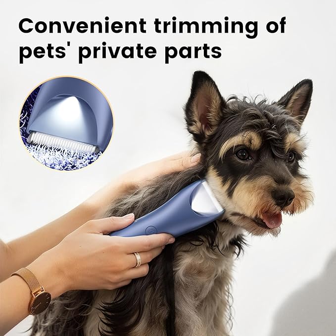 Quiet Dog Hair Clipper,Lightweight 6000RPM Powerful Quick Charged Hair Remover Waterproof Paw Hair Trimmer Kits for Dogs and Cats Blue