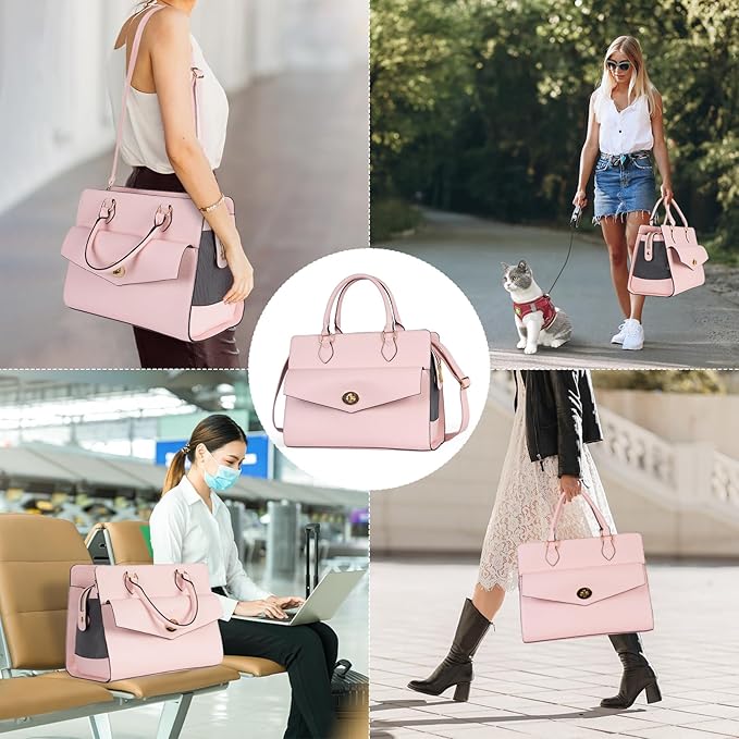 Stylish Pet Carrier Purse Leather Bag for Small Dogs Cats Puppy,Airline Approved Soft-Sided Carriers (Pink)