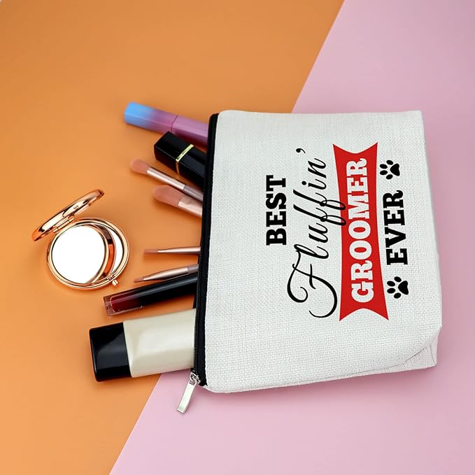 Thank You Gift Dog Groomer Gift for Women Pet Groomer Gift for Dog Stylist Makeup Bag Dog Hairdresser Cosmetic Bag Dog Groomer Gift for Dog Grooming Hair Stylist Best Groomer Ever Gift for Dog Salon