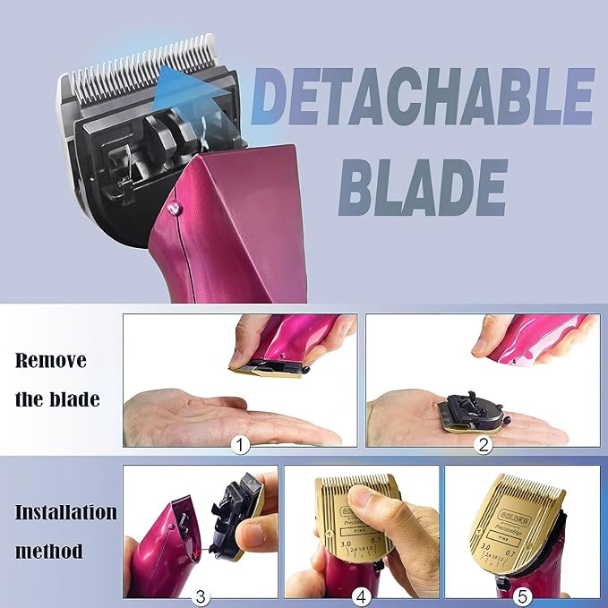 Adjustable 5 in 1 Blades Compatible with WAHL Arco,Bravura .Chromado,Creativa,Figura Dog Clippers for Dogs Grooming(Gold/3PC)