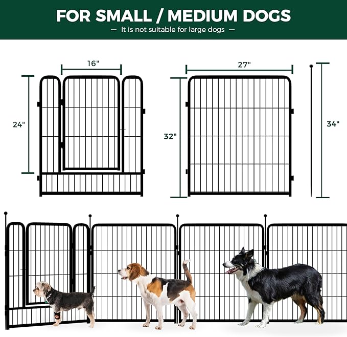 FXW Rollick Dog Playpen for Yard, RV Camping, 32 inch 24 Panels for Small and Medium Dogs│Patented