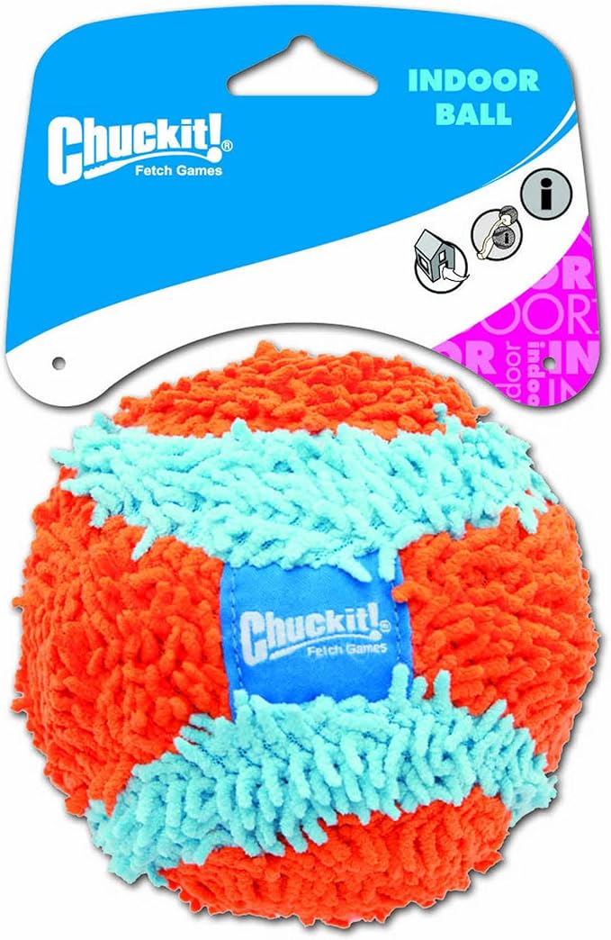 Chuckit! Kick Fetch Ball Dog Toy, Large (8 Inch) & Indoor Fetch Ball Dog Toy (4.75 Inch), Orange and Blue