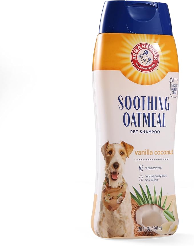 Arm & Hammer for Pets Soothing Oatmeal Pet Shampoo Moisturizing Dog Shampoo with Gentle Cleansing Formula Vanilla Coconut, 20 Ounces Shampoo for Pets (Pack of 2)