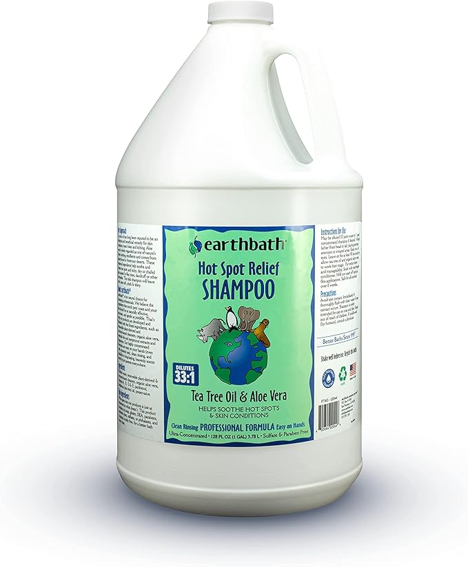 earthbath, Hot Spot Relief Pet Shampoo - Tea Tree Oil Hot Spot Treatment for Dogs, Best Dog Shampoo for Itching & Skin Conditions, Made in USA, Cruelty Free Itch Relief for Dogs - 128 Oz (1 Pack)