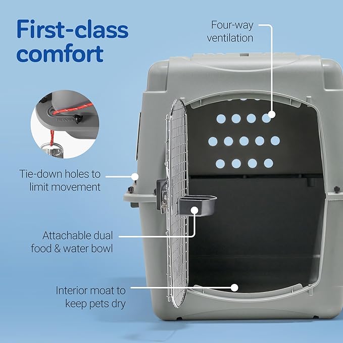 Petmate Sky Kennel - For Air and Travel, Airline Approved Dog Crate for Pets 50-70 lbs, Heavy Duty Dog Kennel, Made in the USA- 36 Inches
