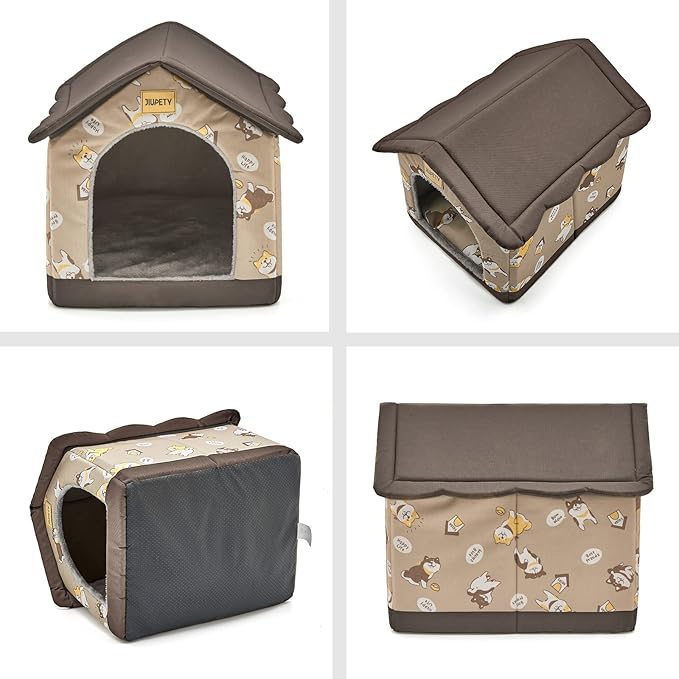 Jiupety Dog House Indoor, XL Size Indoor Dog House for Medium and Large Dog, Warm Cave Sleeping Nest Bed for Cats and Dogs, Brown