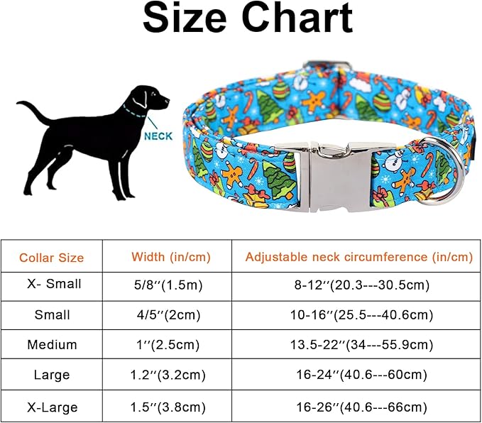 Maca Bates Christmas Dog Collar Cotton Soft Christmas Tree Dog Collar with Metal Buckle Christmas Dog Bow Tie Adjustable for Small Medium Large Dog