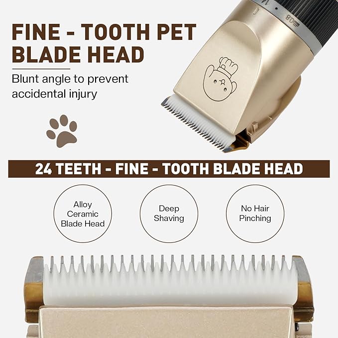 PRO LASHBEAUTY Dog Grooming Kit,Dog Clippers for Grooming,Low Noise, Electric Quiet, Rechargeable, Pet Hair Thick Coats Clippers Trimmers Set, Suitable for Dogs, Cats, and Other Pets
