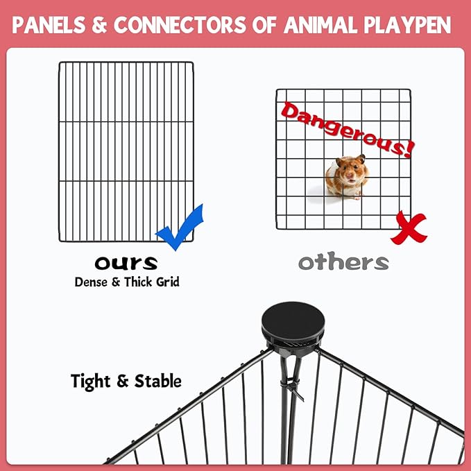 32 Panels Small Animal Playpen,Pet Playpen with Waterproof Mat,C&C Cage for Guinea Pigs, Play Pen for Rabbit and Chicken,Bunny Pen