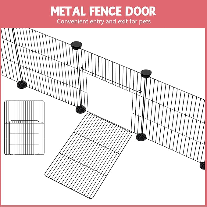 32 Panels Small Animal Playpen,Pet Playpen with Waterproof Mat,C&C Cage for Guinea Pigs, Play Pen for Rabbit and Chicken,Bunny Pen