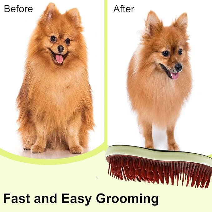 Soft Bristle Puppy Brush for Small Dogs - Gentle Grooming Brush for Shih Tzu, Yorkie, Maltese & Maltipoo. Effective Dog Hair Remover for Tangles & Shedding (Red)