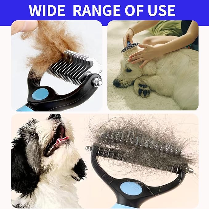 TAN.G Pet Deshedding Brush,2 Sided Undercoat Rake for Dogs & Cats,Dog Grooming Rakes Tools for Mats & Tangles Removing,Effectively Reduces Shedding by up to 95% for Short Medium and Long Pet Hair