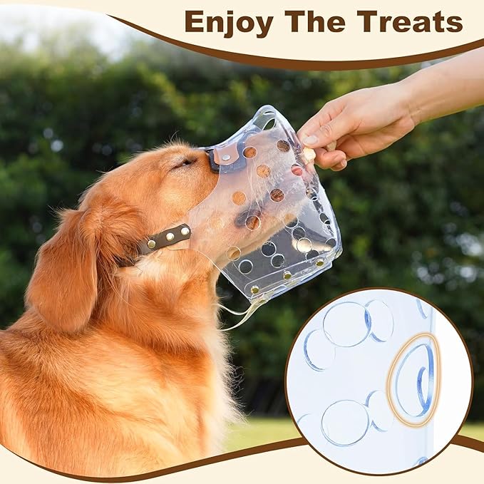 Mayerzon Dog Muzzle, Basket Muzzle for Large Medium Small Dogs, Humane Cage Mouth Guard to Prevent Biting Chewing Eating, Breathable Muzzle for Grooming Training Walking Vet Visits (XL, Clear)