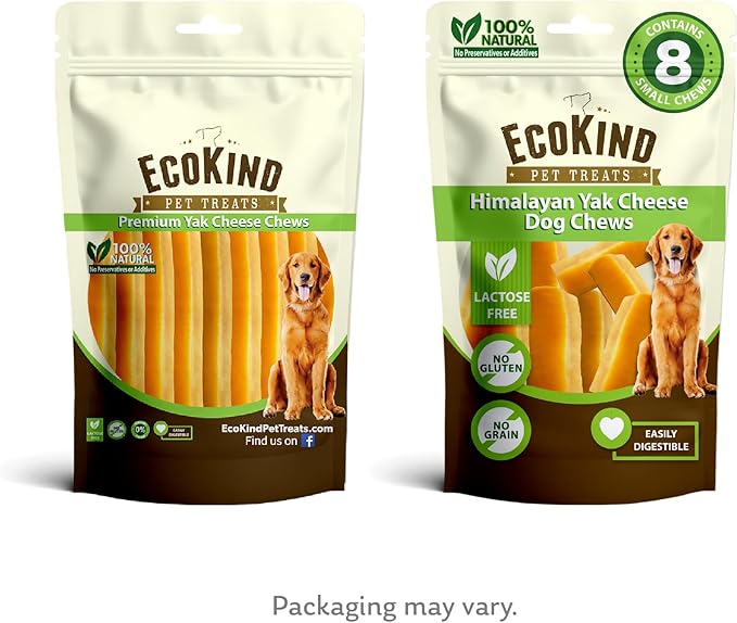 EcoKind Himalayan Gold Yak Cheese Dog Chew for Small Dogs, Healthy Dog Treats, Odorless, Long Lasting Dog Bones for Dogs, Rawhide Free, Made in The Himalayans, Small (Pack of 8)