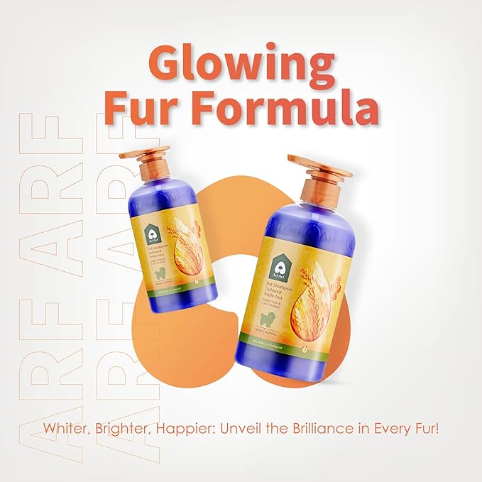 Arf Arf Dog Shampoo Whitening Formula, White-Coated Brightening Oatmeal 16oz, Honey-Infused, Pet-Friendly, Enhances Coat Shine, Suitable for All Breeds and Ages - 16oz