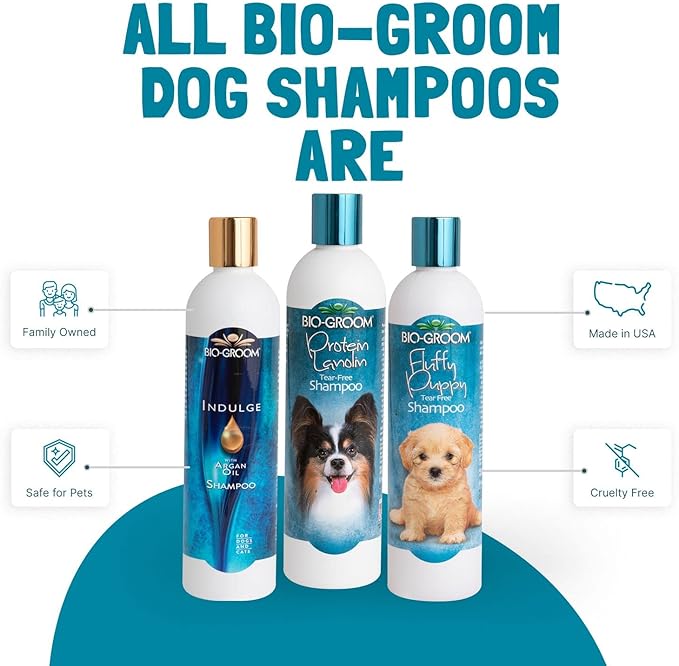 Bio-Groom Protein Lanolin Dog Shampoo - Tear-Free Pet Shampoo, Dog Bathing Supplies, Puppy Wash, Cat & Dog Grooming Supplies, Cruelty-Free, Made in USA, Tearless Dog Products - 32 fl oz 1-Pack