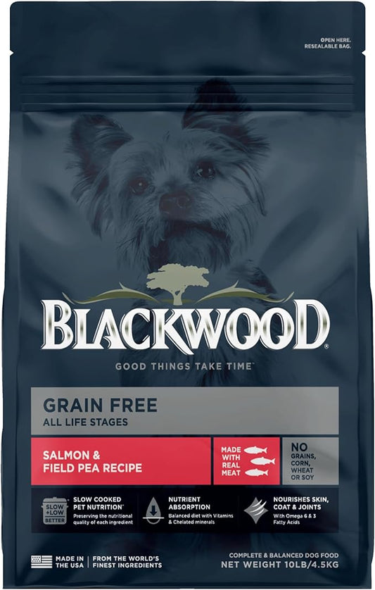 Blackwood Grain Free Dry Dog Food, Salmon & Field Pea Recipe, 10 Pound Bag for All Life Stages, Slow Cooked with Vitamins & Minerals for a Balanced Diet