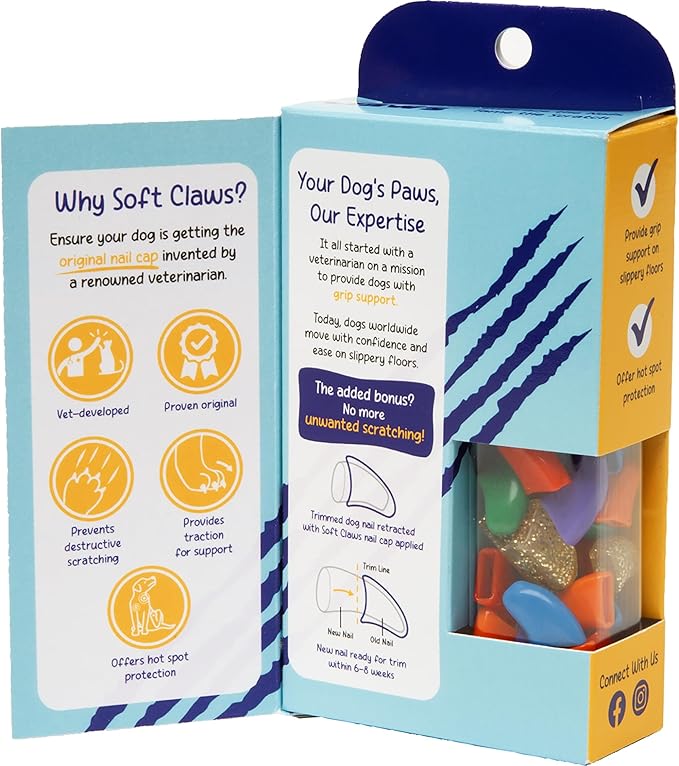 Soft Claws Nail Caps for Dogs with Non-Slip Design Made in USA - 40 Dog Nail Covers for Long-Lasting Protection of Floors and Furniture - Pride, X-Large