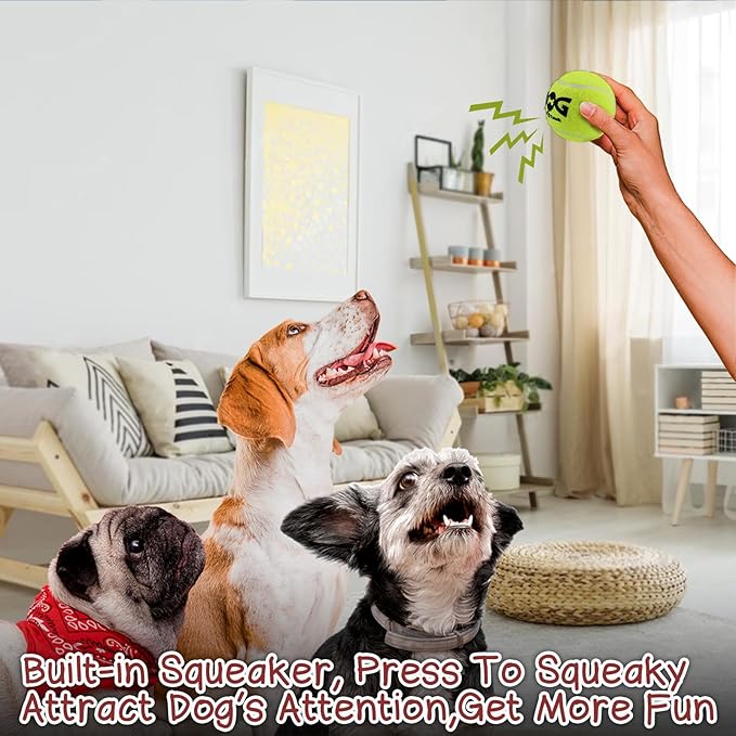 Squeaky Tennis Balls for Dogs Colorful Easy Catching Pet Dog Balls 50 Pack (2.5inch-6colors)