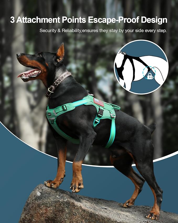FAYOGOO Tactical Dog Harness for Large Dogs - Mesh Breathable Dog Harness Escape Proof with Handle - No Pull Military Service Dog Vest with Removable Patches for Walking,Training,Hiking