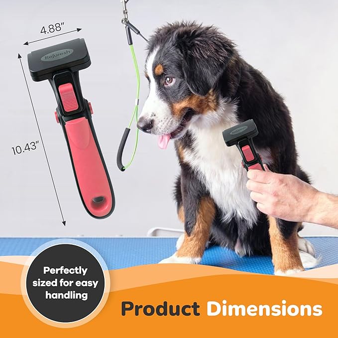 Deshedding Brush for Dogs & Cats - Small & Pink, Long Hair Grooming Tool, Dog Deshedding Brush, Cat Deshedding Brush, Lightweight Deshedding Tool for Shedding Control. Pet Deshedder.