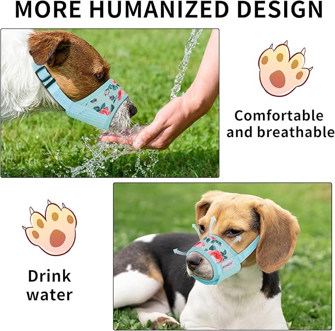 Dog Muzzle for Small Medium Large Dogs, Dog Muzzles for Biting Barking and Chewing Puppy Muzzle Nylon Soft Mesh Breathable Adjustable Loop Muzzle Anti-Dropping (Blue, Medium)