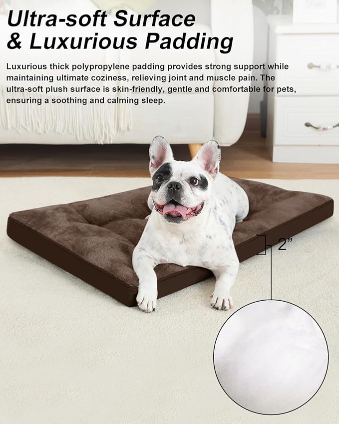 Dog Crate Bed for Medium Size Dogs,Washable Dog Kennel Pad Ultra Soft Pet Sleeping Mat for Cages,Anti-Slip Bottom,29x18 inch,Brown