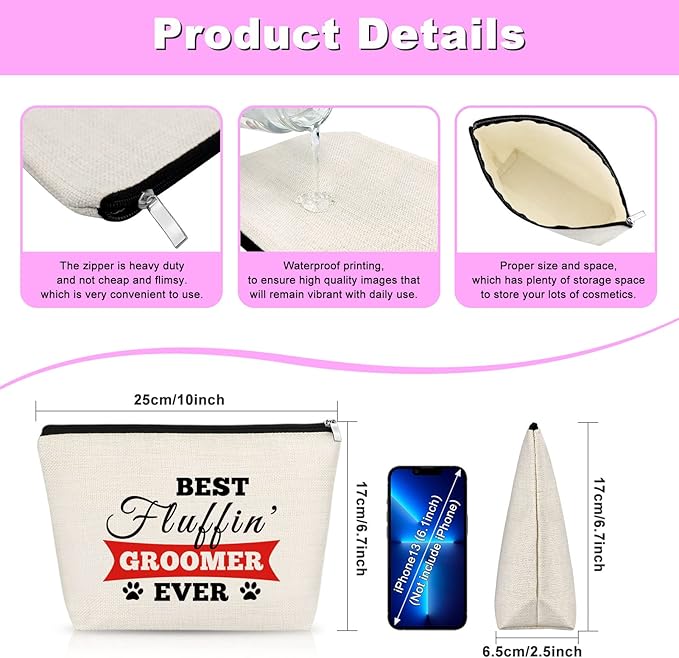 Thank You Gift Dog Groomer Gift for Women Pet Groomer Gift for Dog Stylist Makeup Bag Dog Hairdresser Cosmetic Bag Dog Groomer Gift for Dog Grooming Hair Stylist Best Groomer Ever Gift for Dog Salon