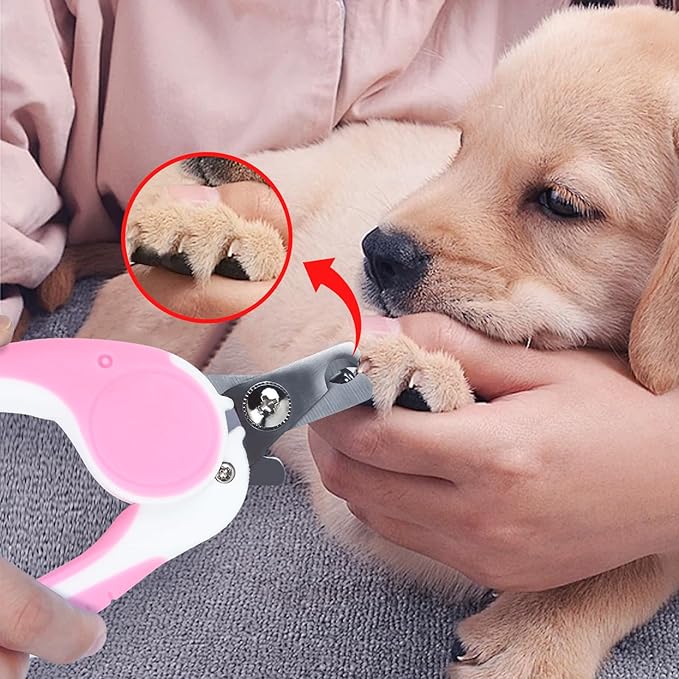 Pet Nail Clippers, Dog Nail Trimmers with Safety Guard to Avoid Excessive Cutting Nails, Dog Grooming Clippers has a Variety of Colors Suitable for Dogs, Cats and Other Pets(Pink)