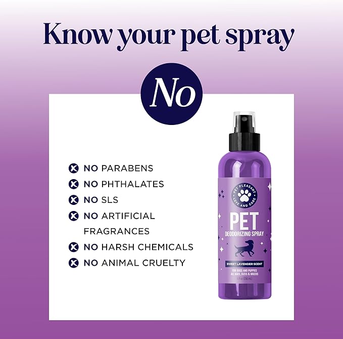 Lavender Oil Dog Deodorizing Spray - Dog Spray for Smelly Dogs and Puppies and Dog Calming Spray with Lavender Essential Oil - Lightly Scented Dog Deodorizer for Smelly Dogs and Dog Essentials