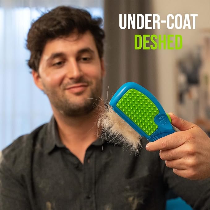 Pet Grooming Brush/Grooming Rakes for Dogs & Cats, Dematting Comb, Topcoat & Undercoat Rake, Deshedding Tool (Blue)