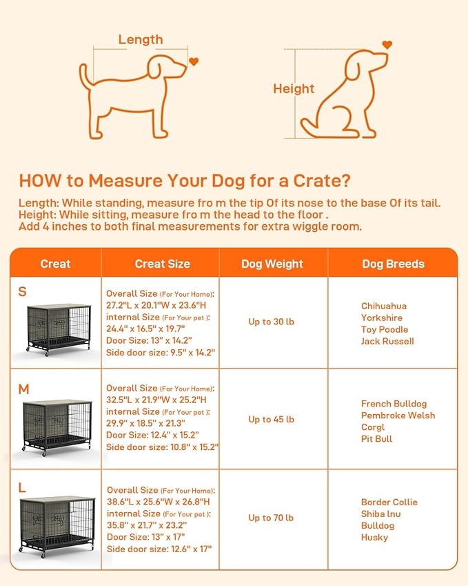 2024 New Dog Crate Furniture, Compact 27.2" Small Dog Dual-Entry Kennel Meets Elegant End Table, Effortless Maintenance, Chew-Resistant, Easy Mobility for Cozy Spaces, Rustic Gray