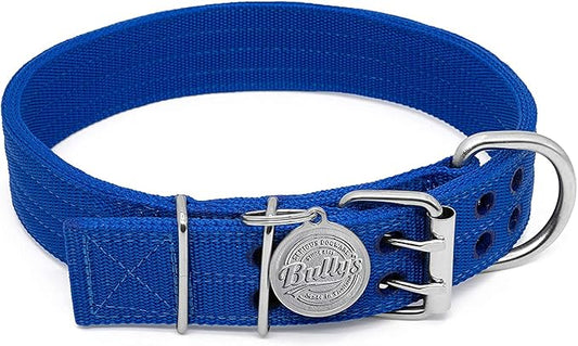 Pit Bull Collar, Dog Collar for Large Dogs, Heavy Duty Nylon, Stainless Steel Hardware (Medium-1.5 Inches Wide, Sapphire Blue)