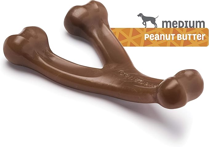 Benebone Indestructible Wishbone Dog Chew Toy for Aggressive Chewers, Long Lasting Tough Boredom Breaker for Dogs, Real Peanut Flavour, For Medium Dogs, Made in the USA.