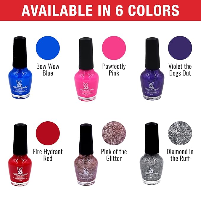 Warren London - Dog Nail Polish in A Bottle - for Premium Coverage and Color - All 6 Colors