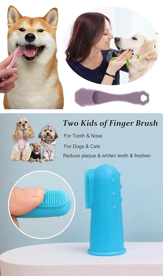 Dog Grooming Gloves and Brush Set - Dog Washing Gloves | Self-Cleaning Slicker Brush| Dog Bath Brush| Grooming kits for Nose and Teeth (7 pcs)