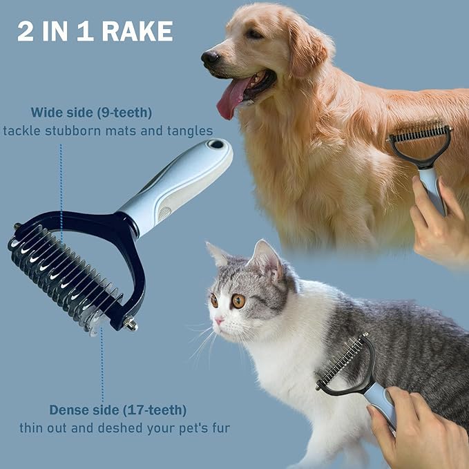 Self Cleaning Slicker Brush for Dogs & Cats - Easily Removes Tangles & Loose Undercoat