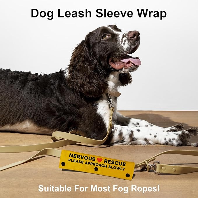 YROVWENQ Nervous Rescue Please Approach Slowly Yellow Sleeve - Funny Dog Leash Wrap for Dogs