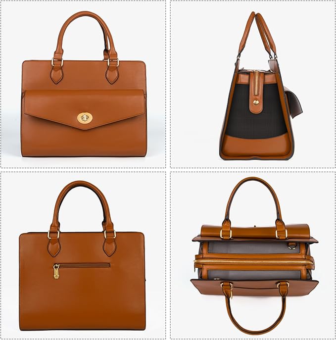 Stylish Pet Carrier Purse Leather Bag for Small Dogs Cats Puppy,Airline Approved Soft-Sided Carriers (Brown)