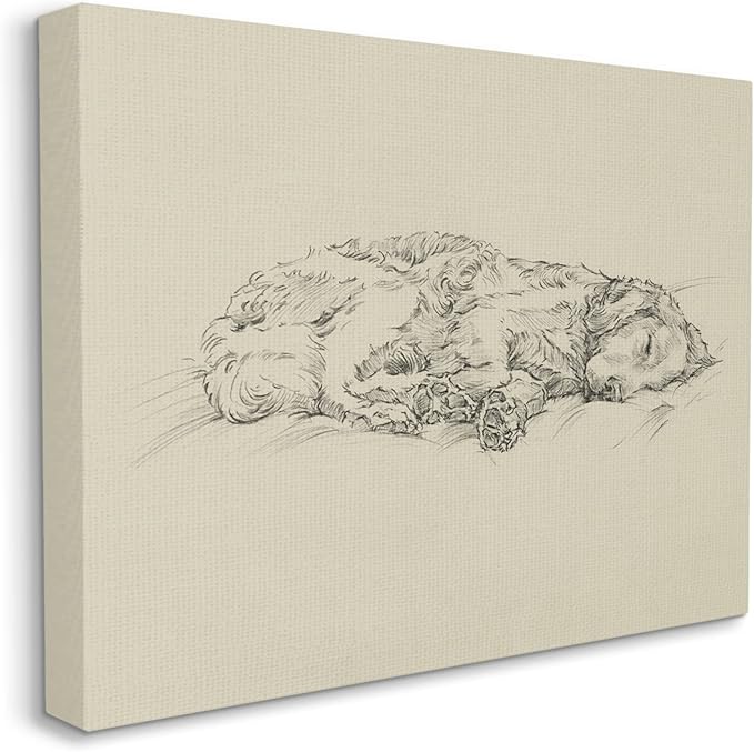 Stupell Industries Serene Dog Sleep Soft Cushion Monochrome Sketch Portrait, Design by Ethan Harper