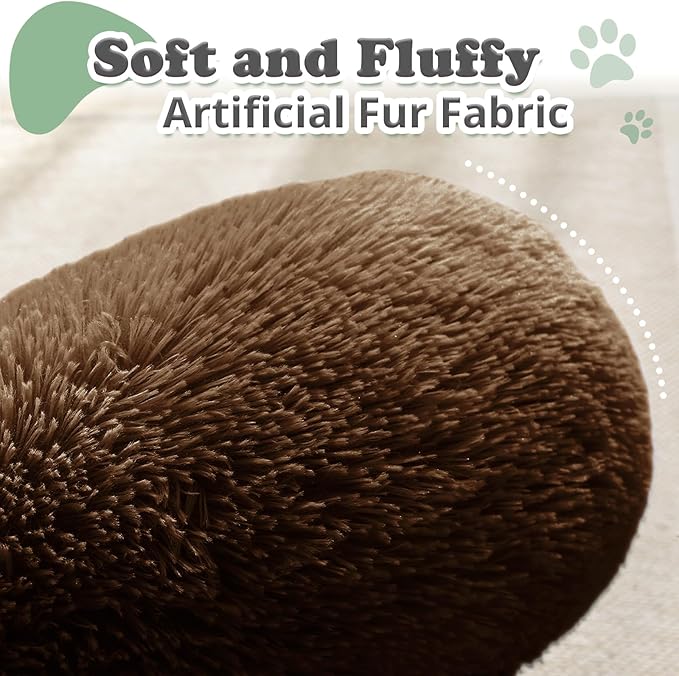 JOLLYVOGUE Dog Beds, Calming Small Dog Bed, Anti-Anxiety Dog Bed for Small Dogs, Fluffy Donut Dog Bed, Cozy Dog Cat Cushion Bed for Small Medium Dogs (24")