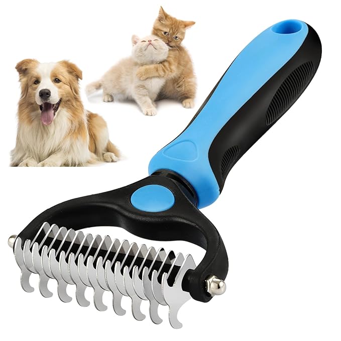 TAN.G Pet Deshedding Brush,2 Sided Undercoat Rake for Dogs & Cats,Dog Grooming Rakes Tools for Mats & Tangles Removing,Effectively Reduces Shedding by up to 95% for Short Medium and Long Pet Hair