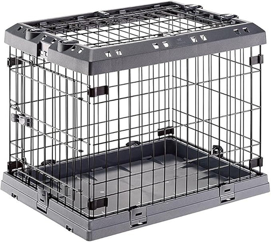 Ferplast Superior Hybrid ECO Dog Crate and Playpen, Environmentally Friendly Dog Crate Made with Recycled Plastic, 24-Inch, Gray