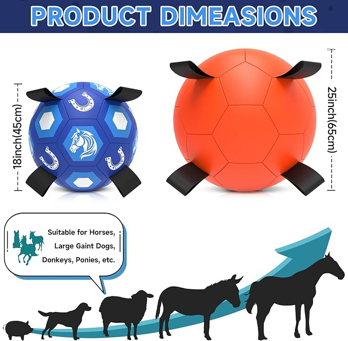 QDAN Herding Dog Balls Horse Ball, 18 inch Horse Toys Herding Ball for Dogs, Large Giant Ball Toys for Australian Shepherd Dog Toys, Blue