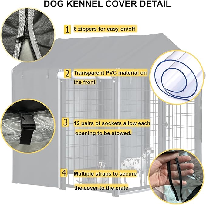 Outdoor Dog Kennel Cover, 4 ft. x 4 ft. x 4.5 ft. Outdoor Large Full Cover Dog Kennel Cover, 600D Heavy Duty Waterproof, Windproof, UV Resistant (Cover Only)