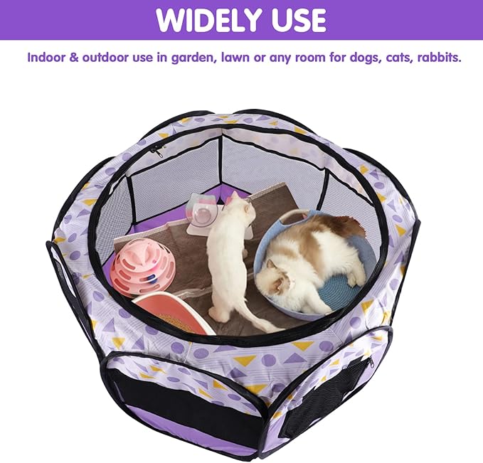Lucky Monet Portable Dog Cat Playpen Small Dog Puppy Kitten Play Pens Indoor Pop Up Travel Dog Pen for Outdoor Camping Use